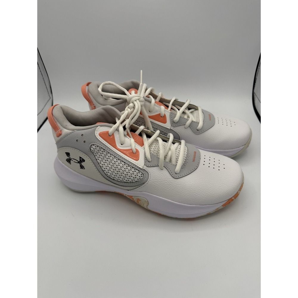 Underarmour Size M 9 W 10.5 Lockdown 6‎ Basketball Shoes Unisex White Peach